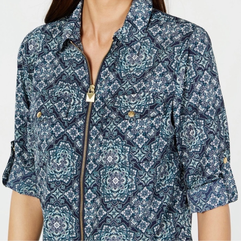 Michael Kors Blue Patterned Blouse - Picture 11 of 12